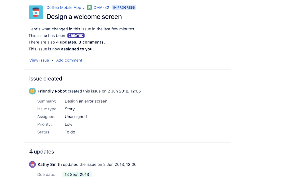 Batched email notifications.