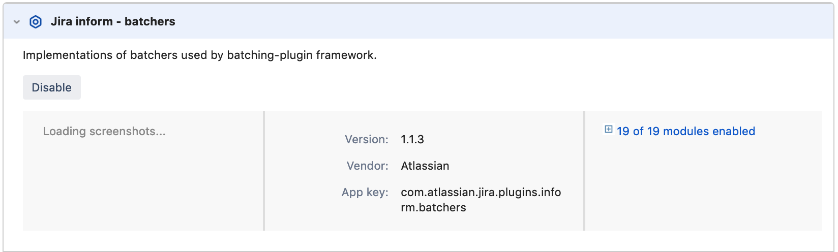 Details of Jira inform - batchers app.