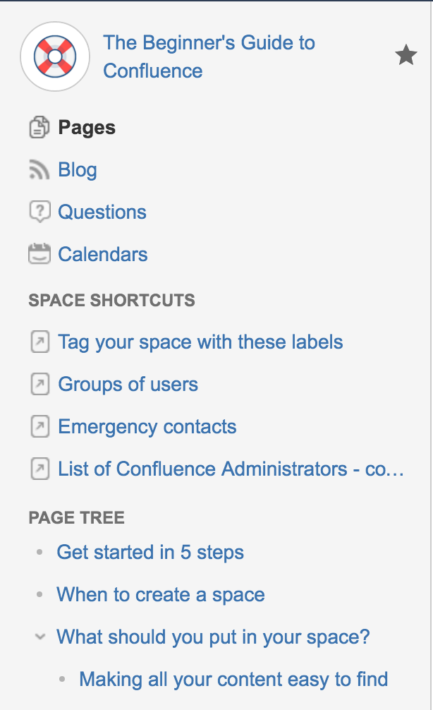 My spaces in the dashboard