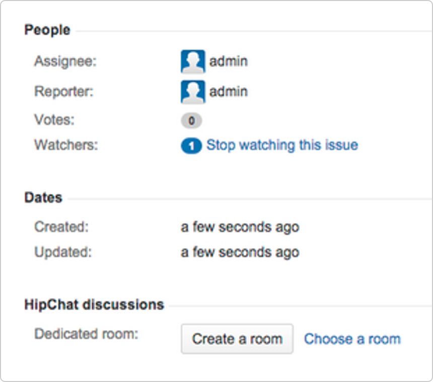 Hipchat discussions section within an issue.