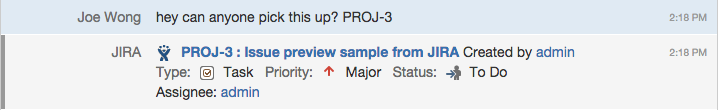Issue preview in Hipchat.