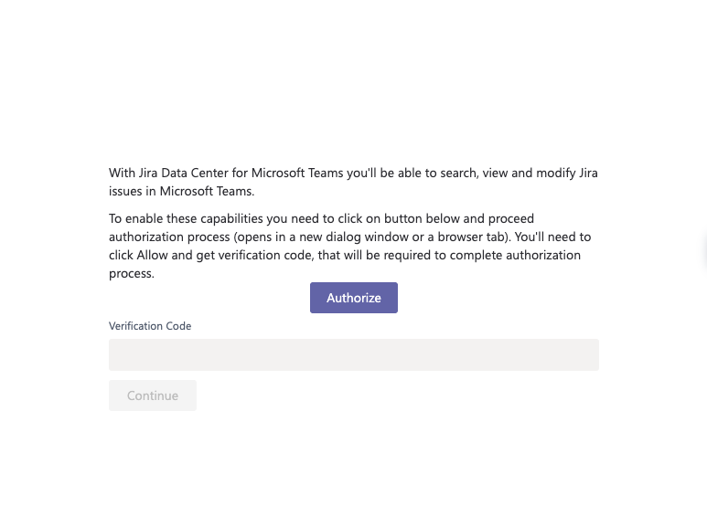 Authorize button in Microsoft Teams