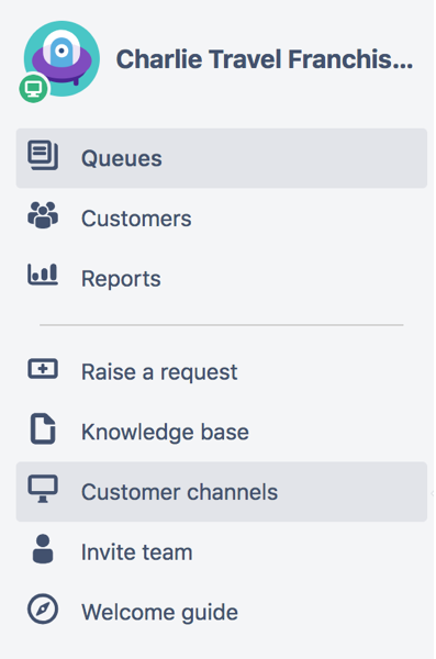 Customer channels in the left navigation bar.