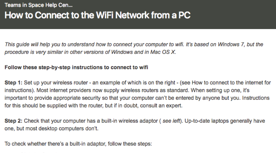 Contents of a kb article in the help center.