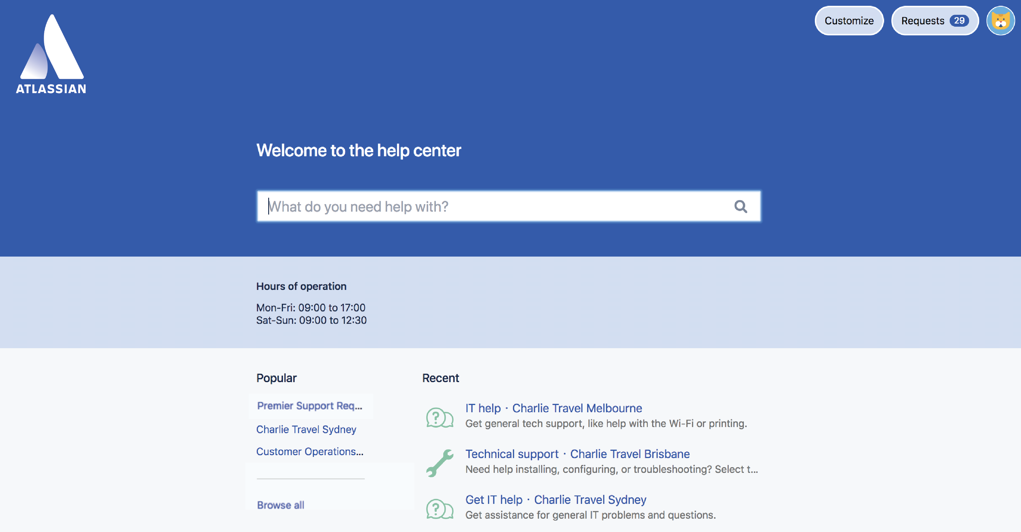 Sample help center.
