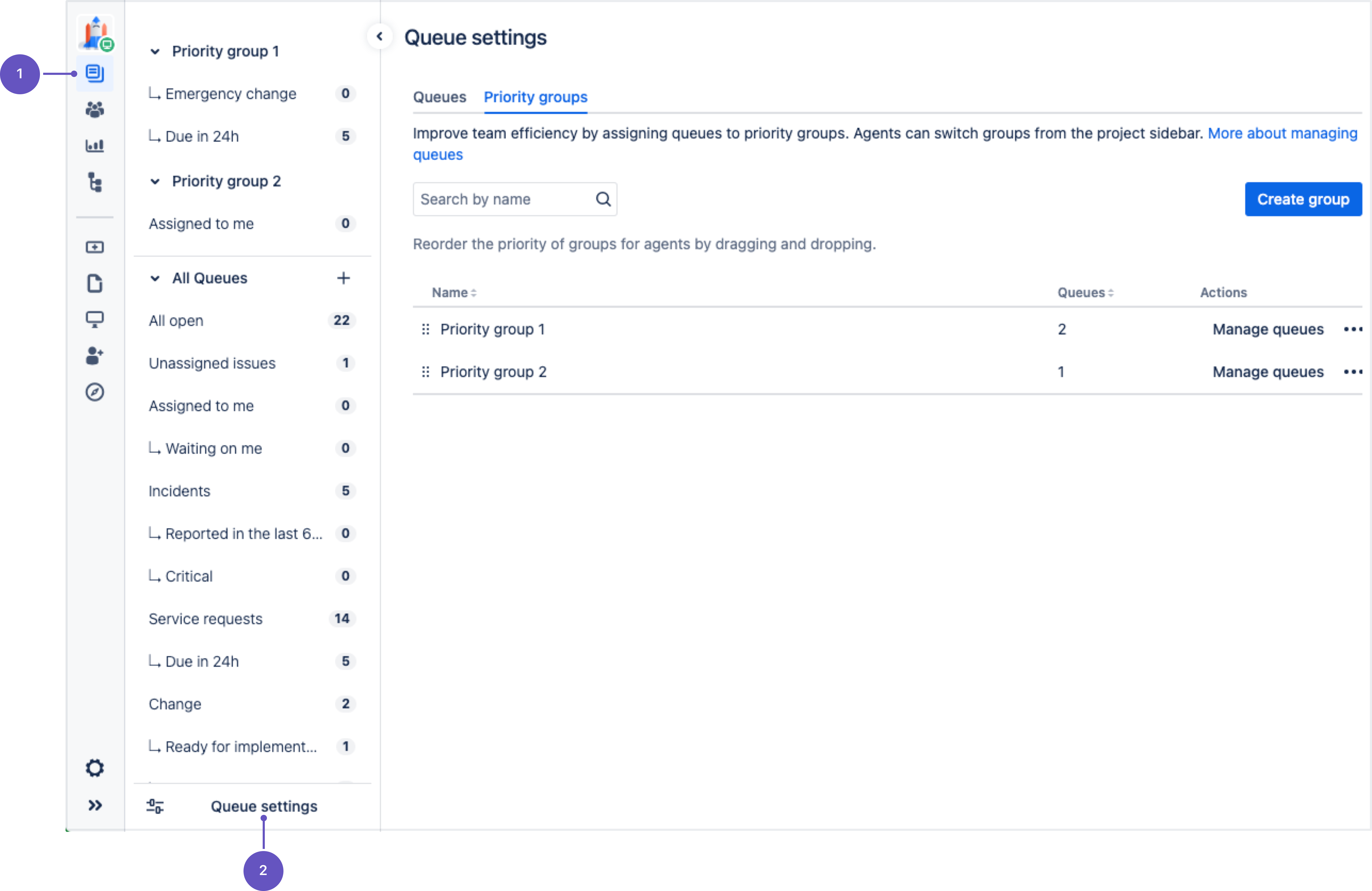 Queue settings in the Queue tab